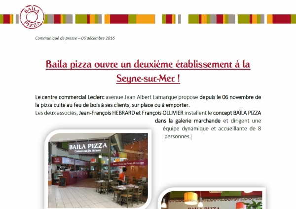 Baila pizza ouvre un deuxième établissement à la Seyne-sur-Mer !